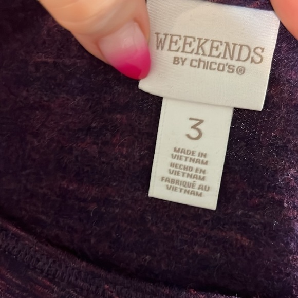 Chico’s Weekend CoziSoft Spacedye Tee Zip Pocket Long Sleeves Size 3 XL - Picture 5 of 9